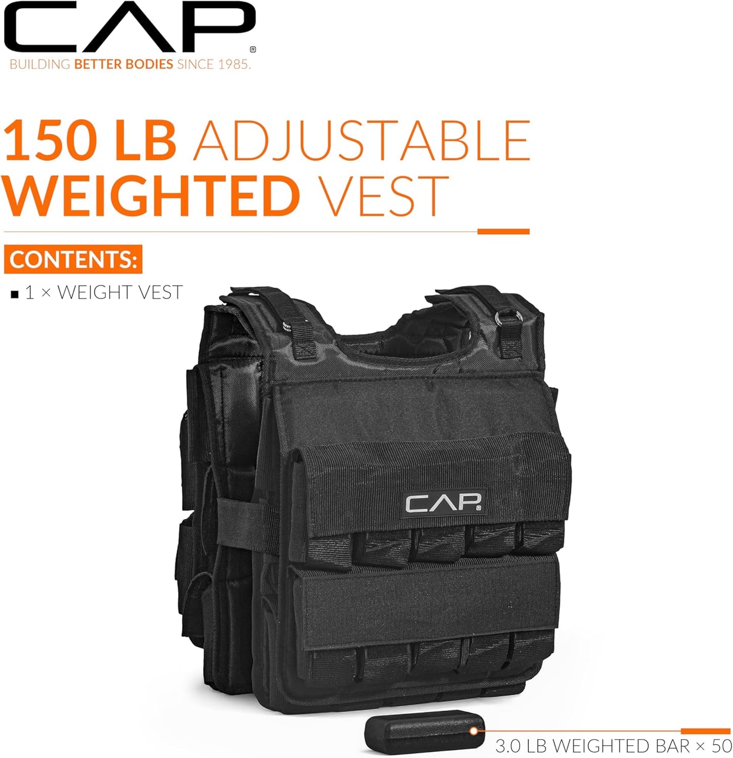 Adjustable Weighted Vest by CAP Barbell | Custom Fit for Enhanced Workouts