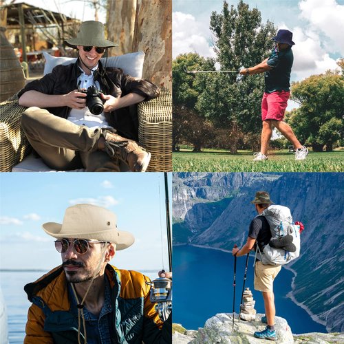 Wide Brim Hiking Fishing Safari Boonie Bucket Hats 100% Cotton UV Sun Protection for Men Women Outdoor Activities L/XL Kelly Green