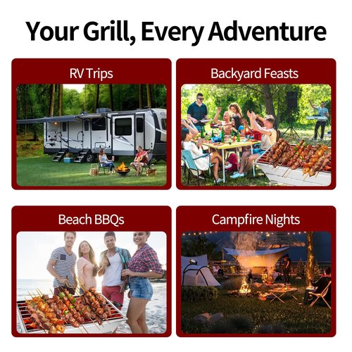 SOPHREPT Portable Charcoal Grill, Stainless Steel Barbecue Grill, Compact Folding Design, Resistant High Temperature, Easy To Clean