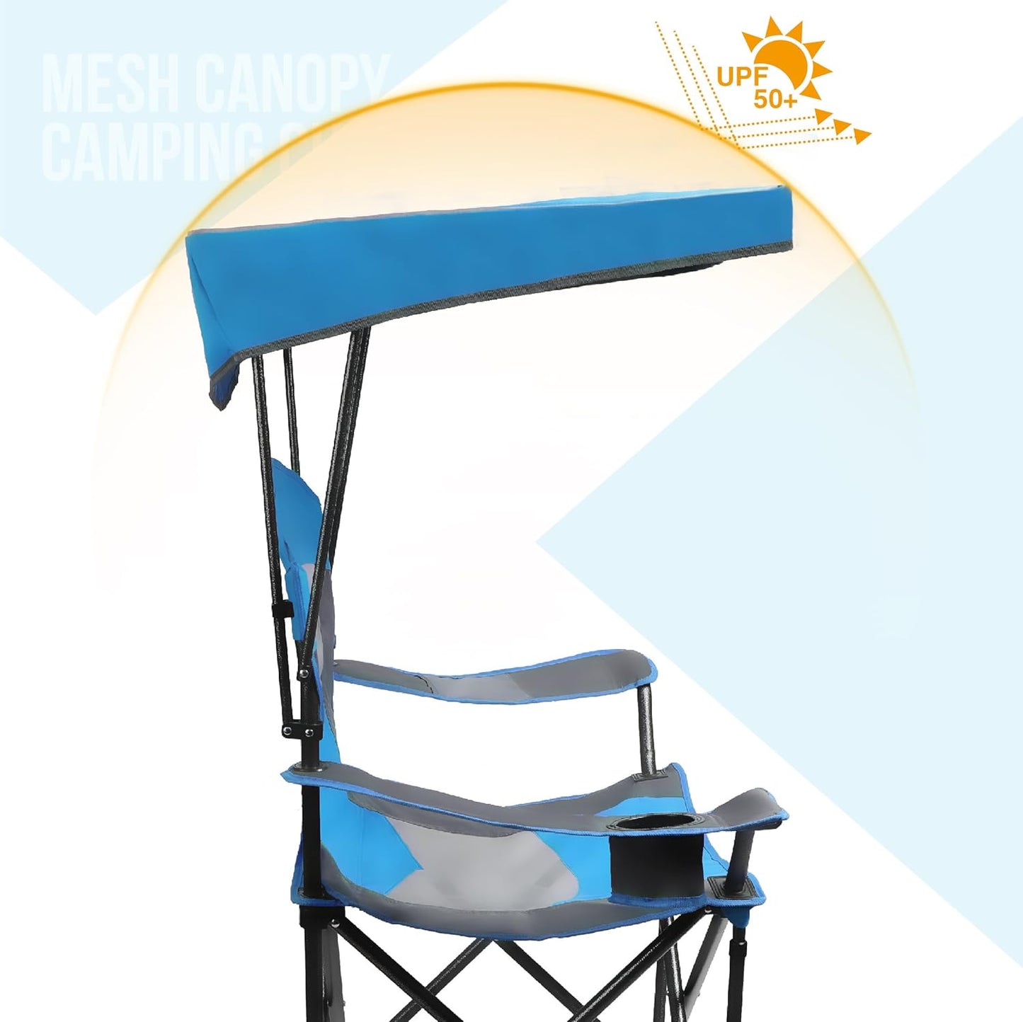 ALPHA CAMP Heavy Duty Canopy Lounge Chair Sunshade Hiking Travel Chair with Cup Holder