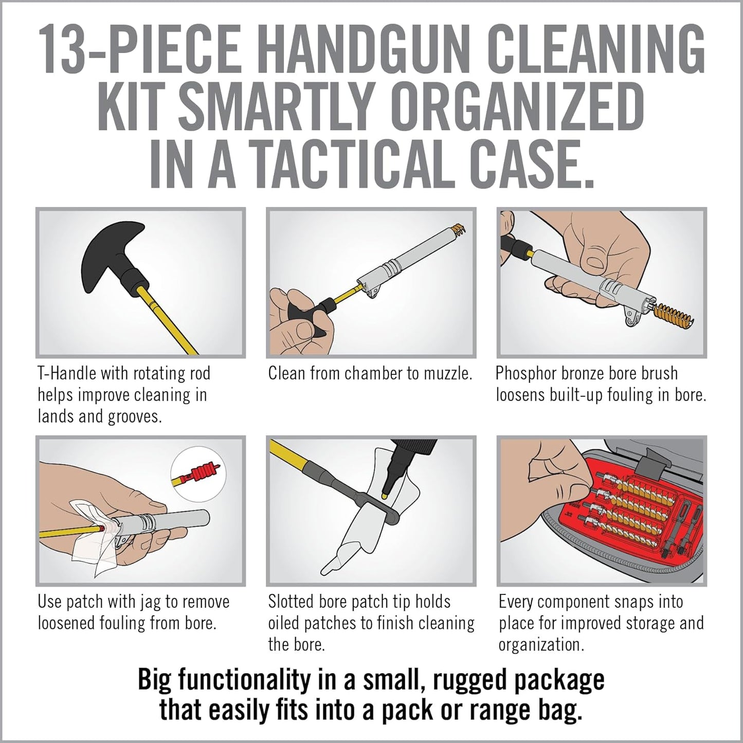 Real Avid Pistol Cleaning Kit 1911 Accessories | 1911 Bushing Wrench Takedown Tool 45 ACP Caliber 22 38 9MM 40 45 Cal Gun Tools & 1911 Field Guide | 9mm Cleaning Kit w/ Gun Cleaning Brush Rods Patches