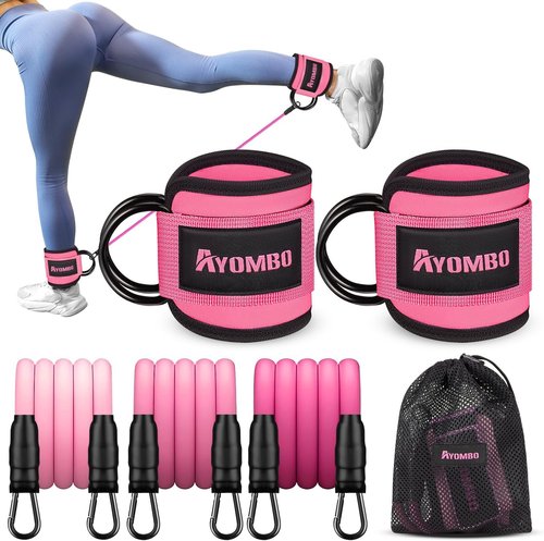 Resistance Bands, Ankle Bands for Working Out, Exercise Bands with Handles for Home Gym, Workout Equipment for Training Bands with Door Anchor, Legs Ankle Straps, Shape Body