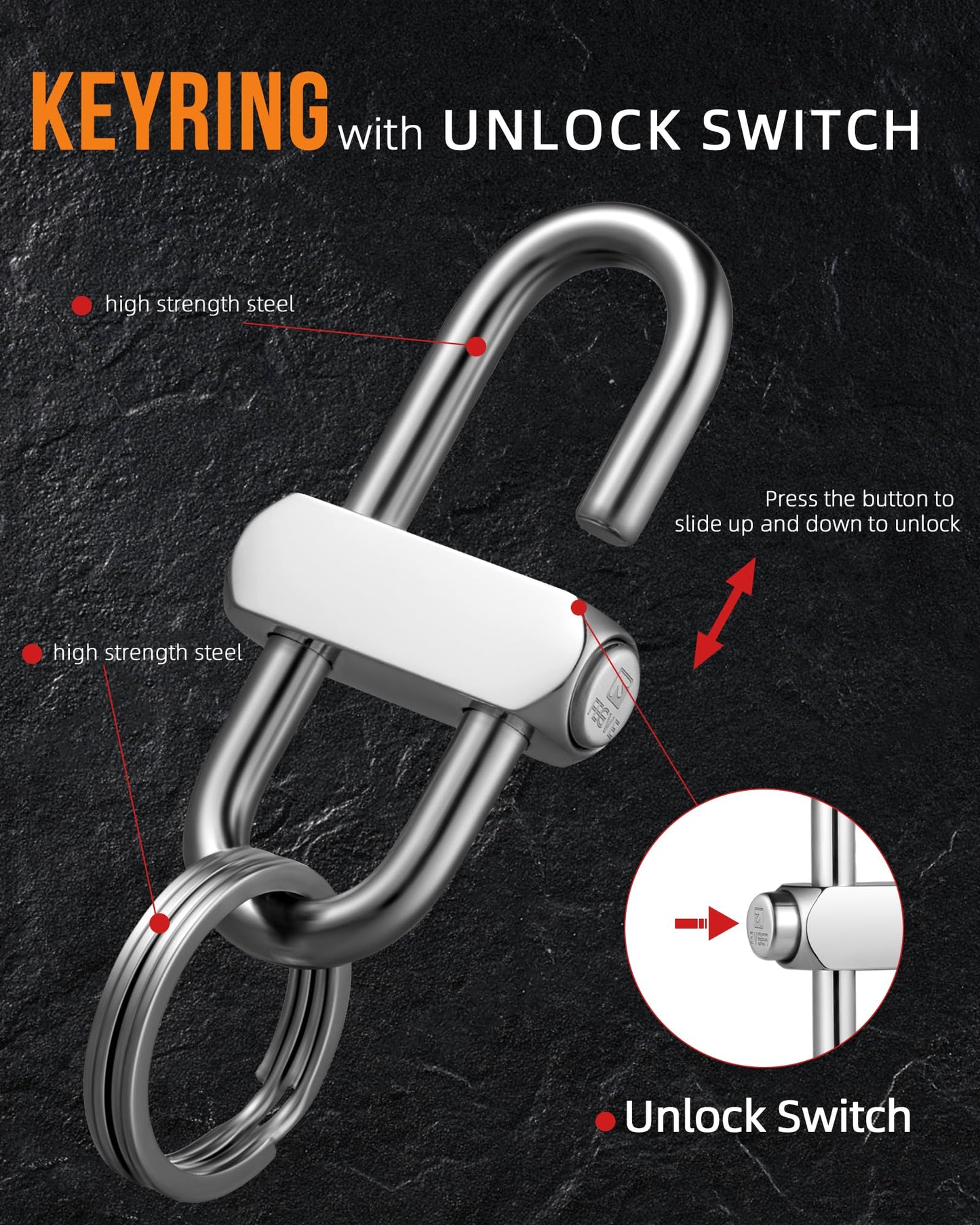 FEGVE Locking Carabiner Clip Heavy Duty, Durable Anti-Loss Keychain Holder Carabiner for Keys Water Bottle Backpack