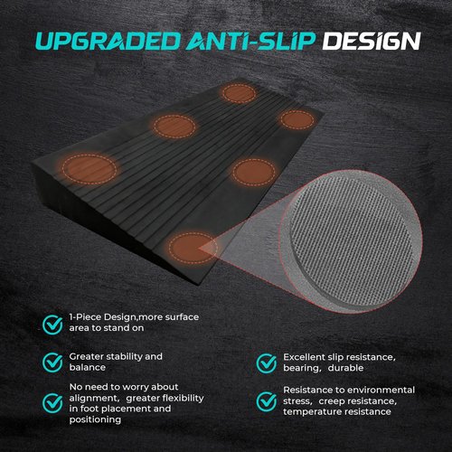 Squat Wedge Block, Extra Large One-Piece Squat Wedge Slant Board for Squats, Heel Elevated Squat, Knees Over Toes Squats, Calf Stretches, Weightlifting and Recovery Training