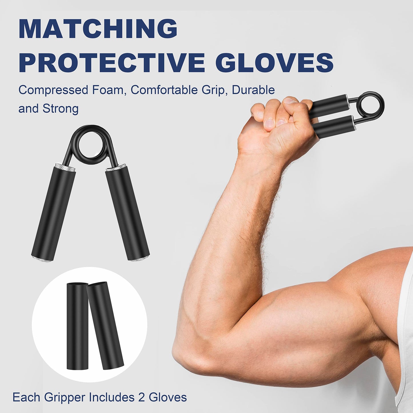 FLYFE Grip Strength Trainer, Hand Grip Strengthener, Forearm Strengthening Devices Metal Hand Exercisers Non-Slip Wrist Workout Trainer for Men Women Training Recovery, 1/4/6 Pack, 50LB-350LB