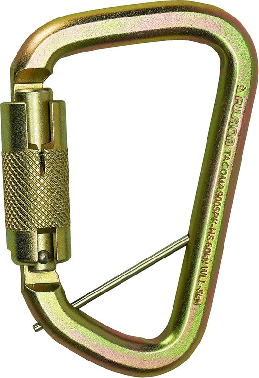 Fusion Climb Tacoma Steel High Strength Auto Lock Modified D-Shaped Steel Carabiner, Steel Clip