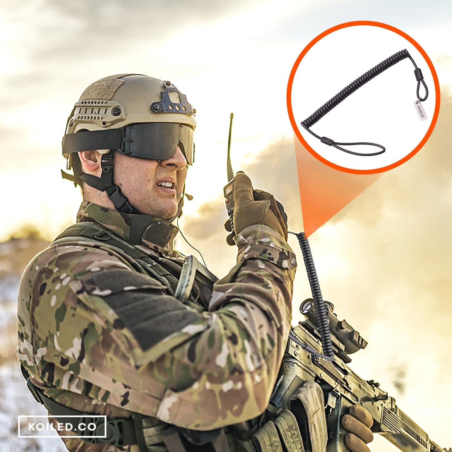 Military-Grade Braided Kevlar Cord Heavy Duty Retractable Lanyard - Carabiner Clip, 265lb/120kg Breaking Strength - Security Belt, Key Chain, Tether Strap for Weapons, Guns, Keys, Tactical Gear