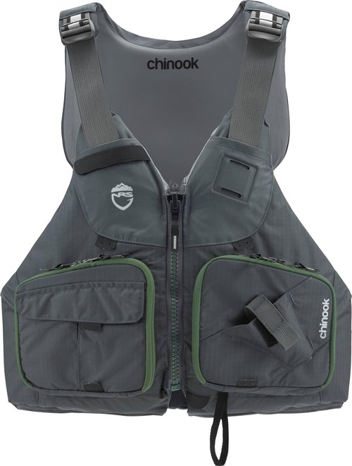 NRS Chinook Fishing Life Jacket for Fishing | Adult USCG Type III PFD | Mesh Back Front Zip Vest with Pockets for Rafting, Kayaking, Paddling