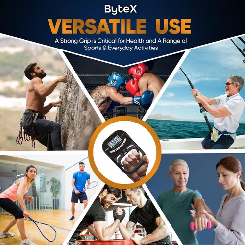 ByteX Hand Dynamometer Grip Strength Trainer - Electronic Hand Grip Strength Tester Grip Strengthener Hand Exerciser Meter Digital Hand Grip Training Gauge for Sport Home School Use (Black, 265 lbs : 120 kgs)