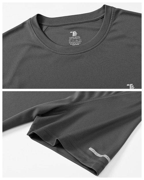 BGOWATU Men's Quick Dry Short Sleeve T-Shirt Rash Guard Swim Shirts Gym Running Workout Active Athletic UPF 50+ UV Tee Shirt Dark Grey Size L