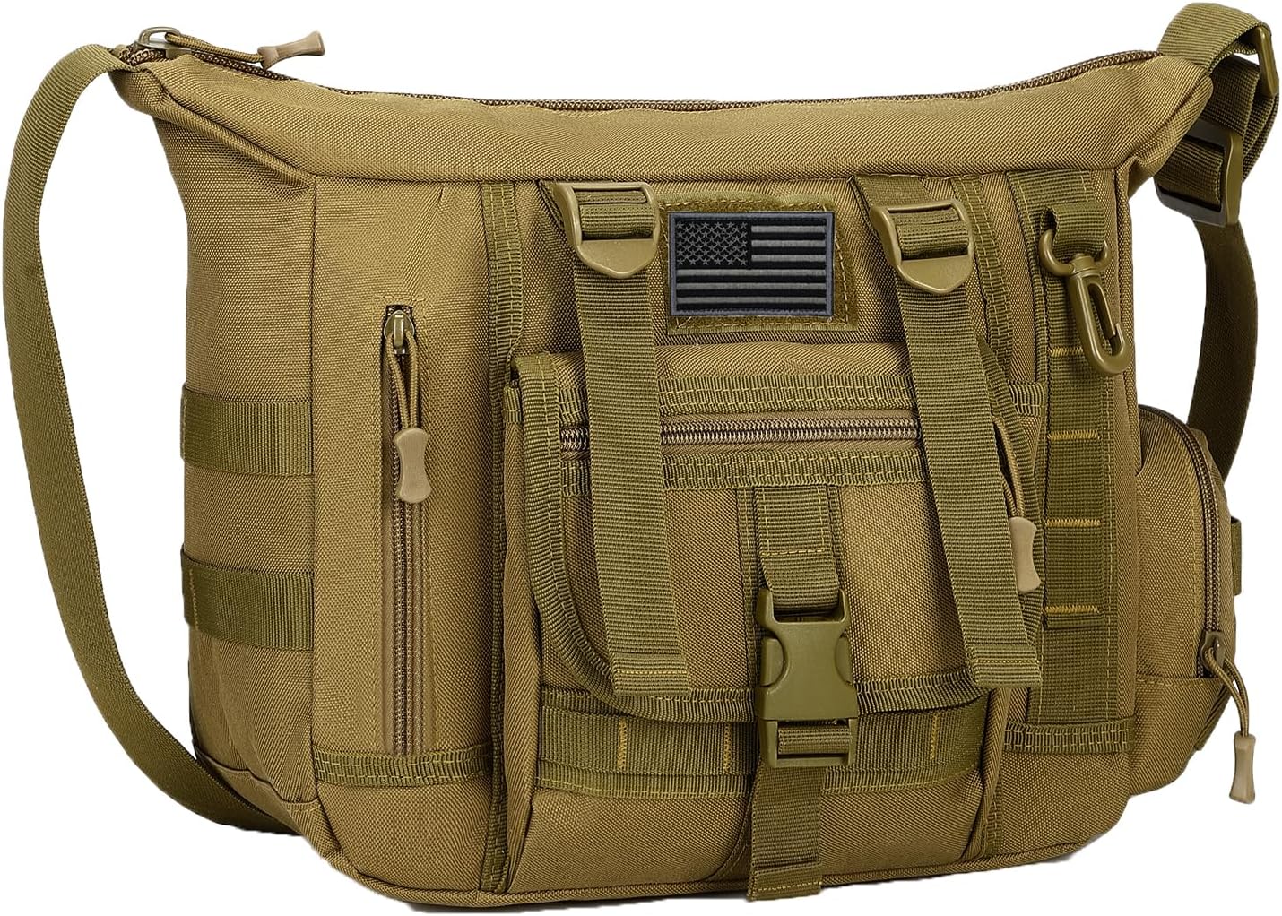 ArcEnCiel Tactical Messenger Bag Men MOLLE Sling Shoulder Pack with Patch