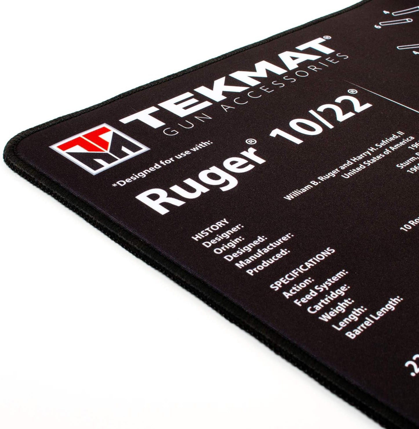 TekMat Ultra Cleaning Mat for use with Ruger 10/22 , Black, 15" x 44"