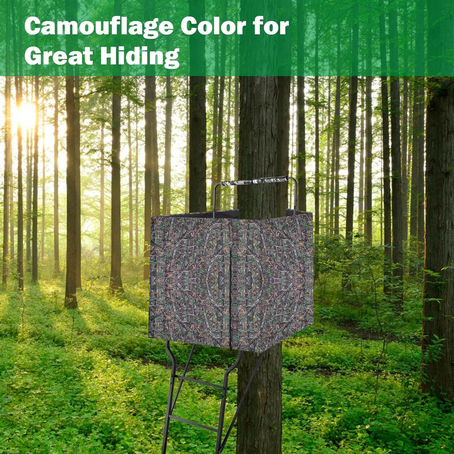 Anglekai Deer Hunting Tree Stand Blind Cover, 93" x 35" Hunting Treestand Camo Blind Cover with 2 Pocket for Elevated