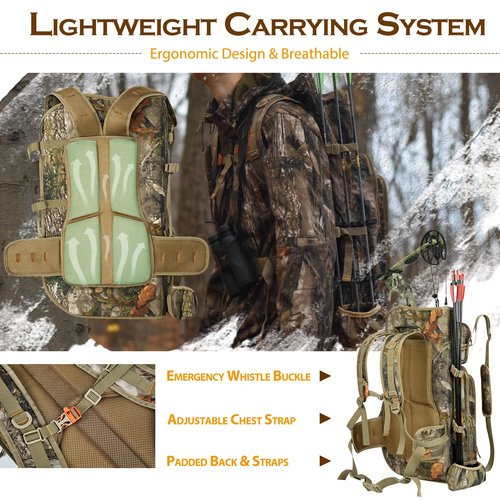 NEW VIEW Hunting Backpack with Multiple Carry Options, Features Adjustable Shoulder Strap & Spacious Bow Compartment, Lightweight Hunting Bag with Expandable Bow Holder