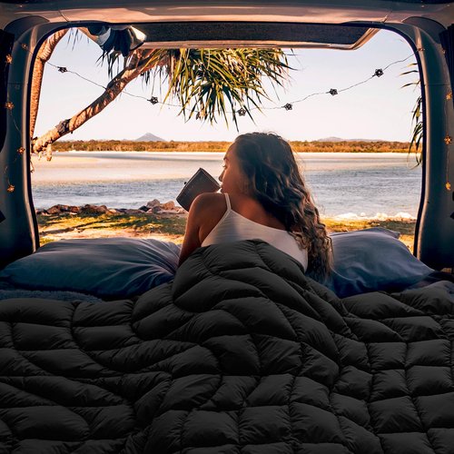 marshmallow dream Camping Blanket, Packable Puffy Blanket Down Alternative Blanket Lightweight Windproof Water Resistant for Outdoors,Hiking, Backpacking,Beach,Car,Picnic,Stadium 52x75in