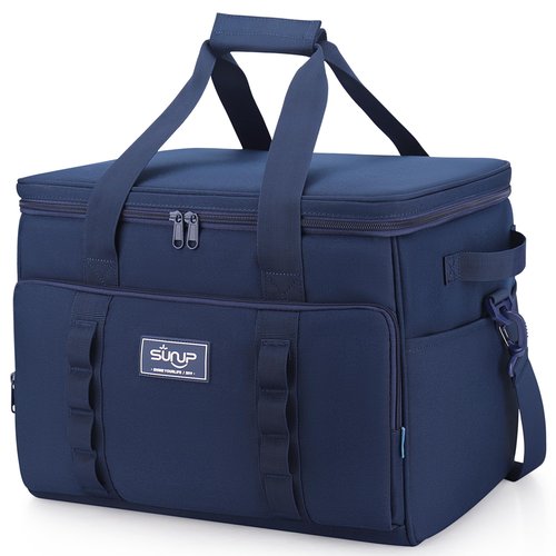 SUNUP 48 Cans Soft Sided Insulated Cooler Bag, Collapsible Large Ice Chest, Portable Leak-Proof Cooler for Travel, Camping, Beach, Grocery, Blue