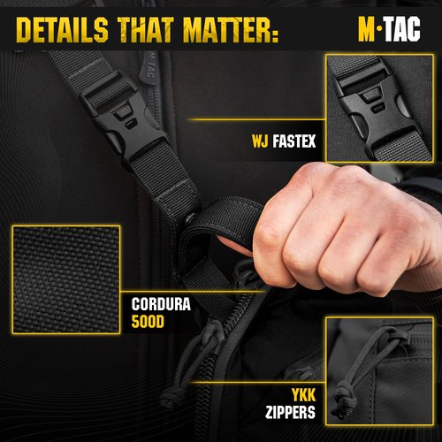 M-Tac Tactical Large Crossbody Bag for Men - Concealed Carry Sling Bag - Black CCW Chest Bag - Elite Sphaera Shoulder Bag (Loop Panel)