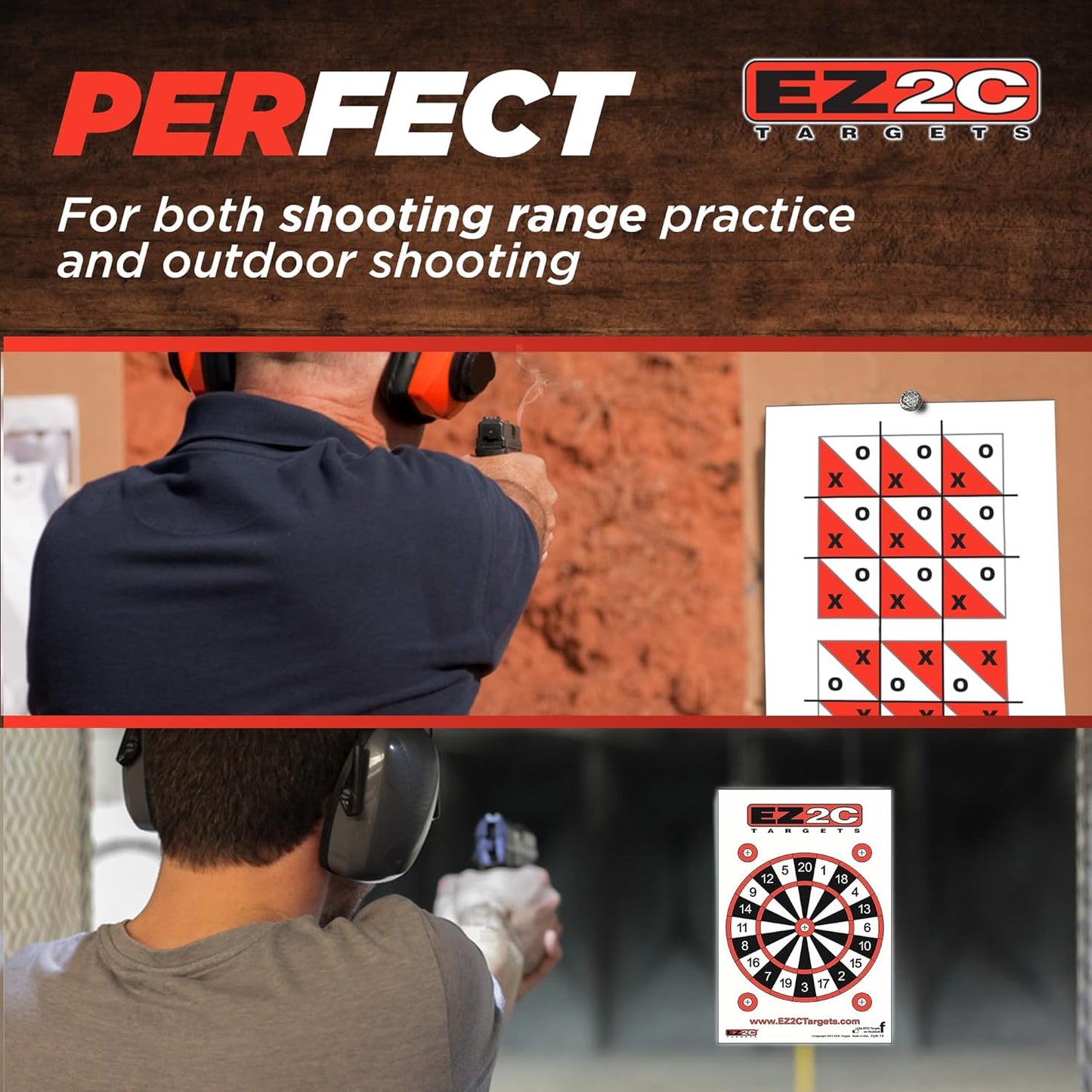 EZ2C 5-Pack Bright Gun & Rifle Paper Targets - Highly Visible 11" x 17" Shooting Targets for Range & Outdoor Use