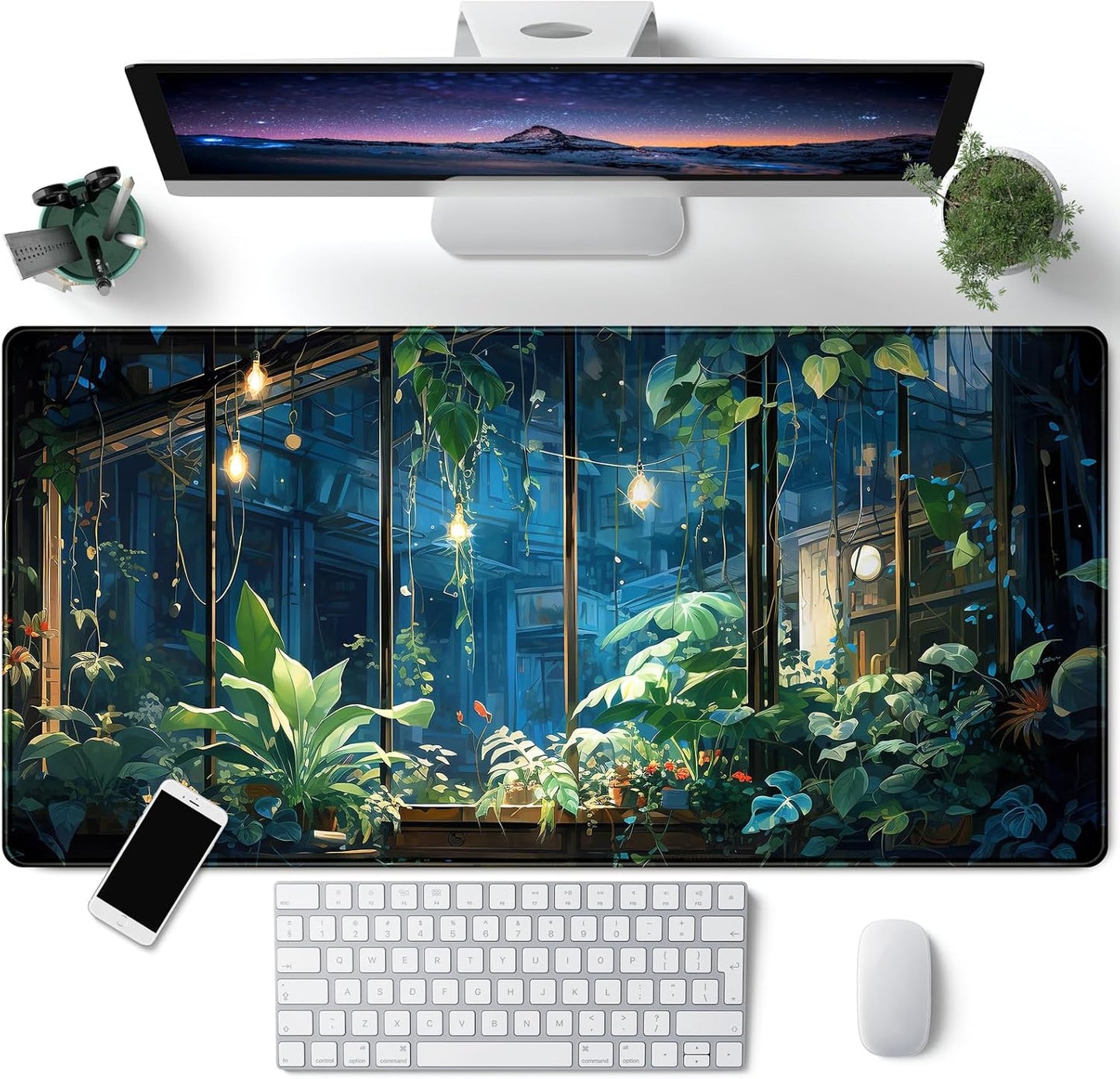 Japanese Desk Mat Riverside Full Moon Desk Pad Black Red Large Mouse Pad Gaming Mousepad Extended XXL Keyboard Pad 31.5 x 15.7 in Laptop Computer Mouse Keyboard Mat for Office Desk Decor