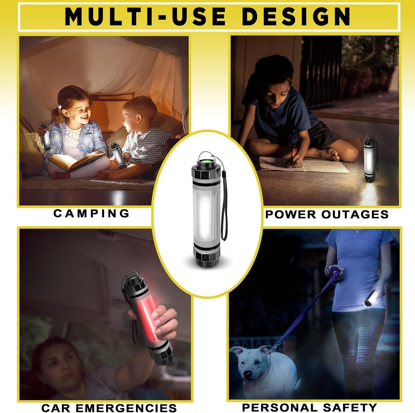 SunJack LightStick Camplight – Waterproof Rechargeable LED Flashlight & Power Bank | Portable Camping Lantern for Hiking, Backpacking, Swimming, Boating, Outdoors, Emergency & Survival Kits