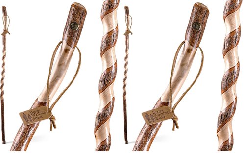 Hiking Walking Trekking Stick - Handcrafted Wooden Walking & Hiking Stick - Made in The USA by Brazos - Twisted Sassafras - 58 inches (Pack of 2)