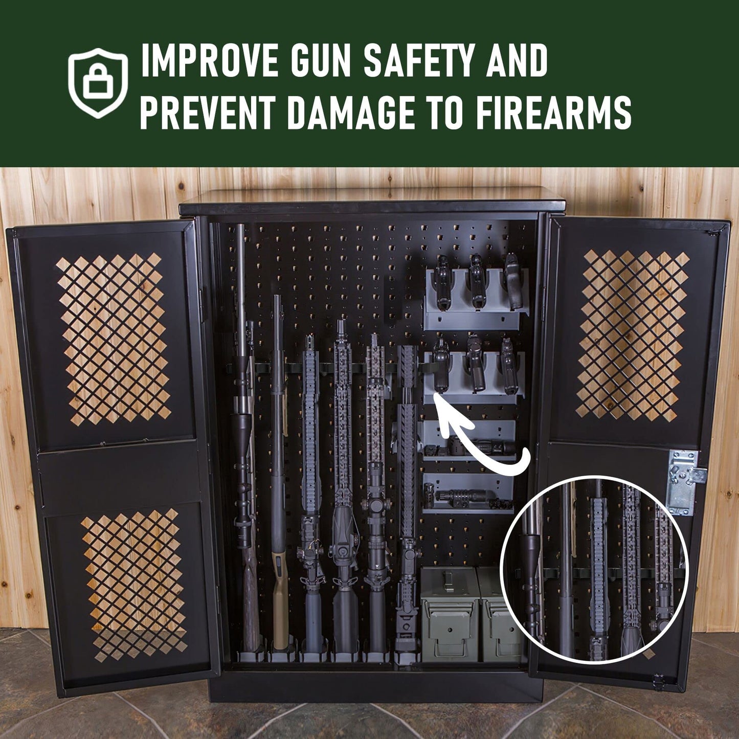 Adoreal 2PCS Magnetic Rifle Rack, 5 Slots Durable Rubber Gun Rack for Gun Storage, Magnetic Gun Holder in Gun Cabinet, Shotgun Rifle Barrel Rest Gun Safe Organizer Indoor Gun Racks