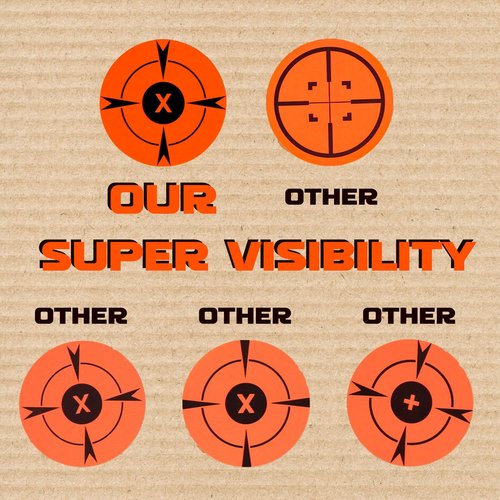 Highwild 250 Pack of 3-inch Fluorescent Orange Bullseye Adhesive Target Stickers - Suitable for Handguns, Rifles, BB Guns, Airsoft, Pellet Guns