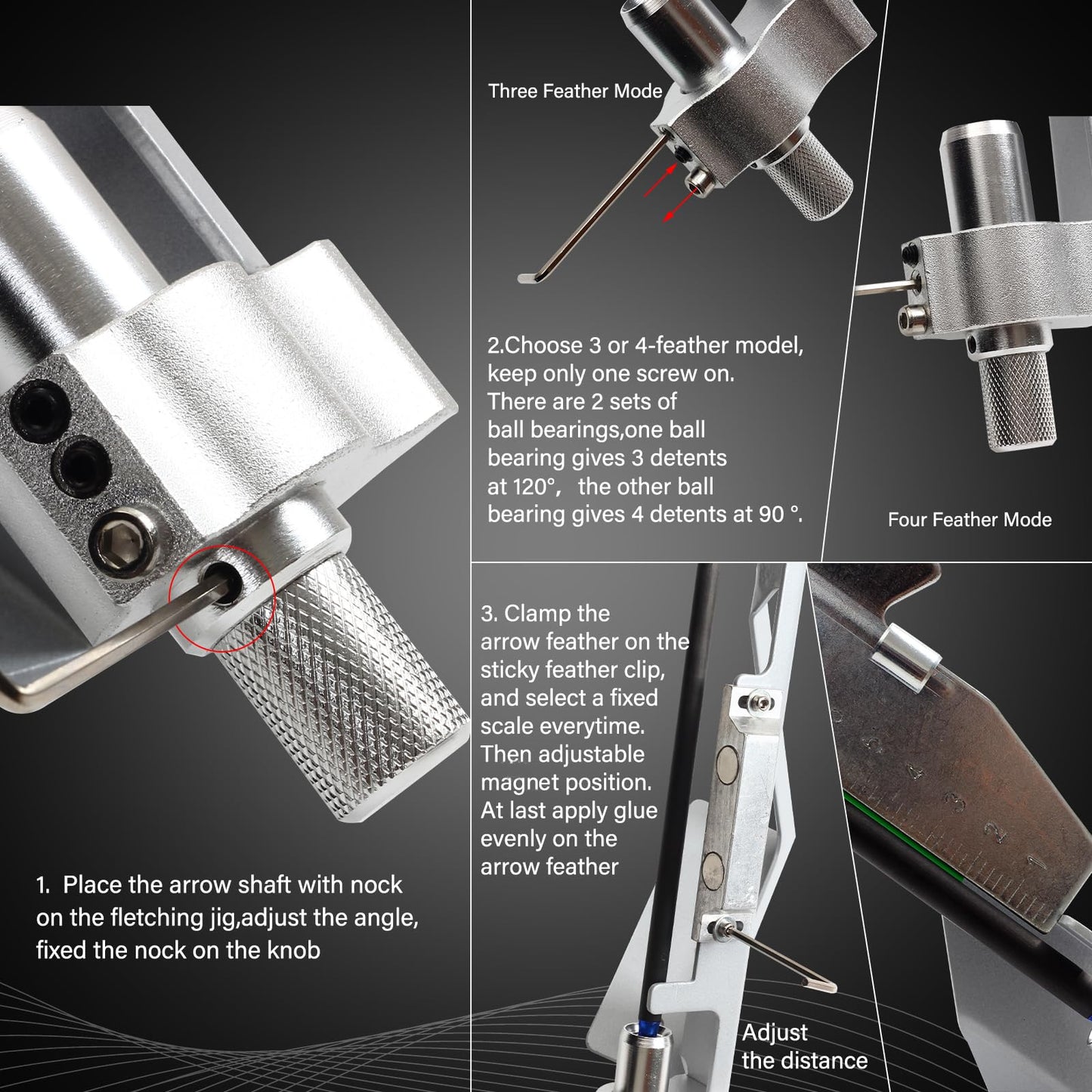 FENJANER Arrow Fletching Jig - Adjust Archery Arrow Fletchings Tool Jig Kit with Clamp for DIY Arrow Vanes (Sliver)