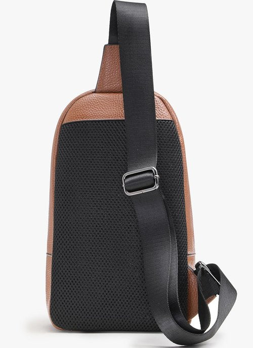 Men's Genuine Leather Sling Bag - Stylish Crossbody Backpack for Travel