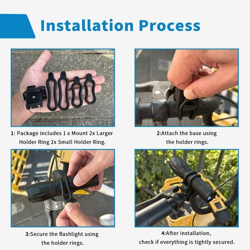 Universal Flashlight Bike Mount for Flashlight (Bike Lighting Mount Accessories)