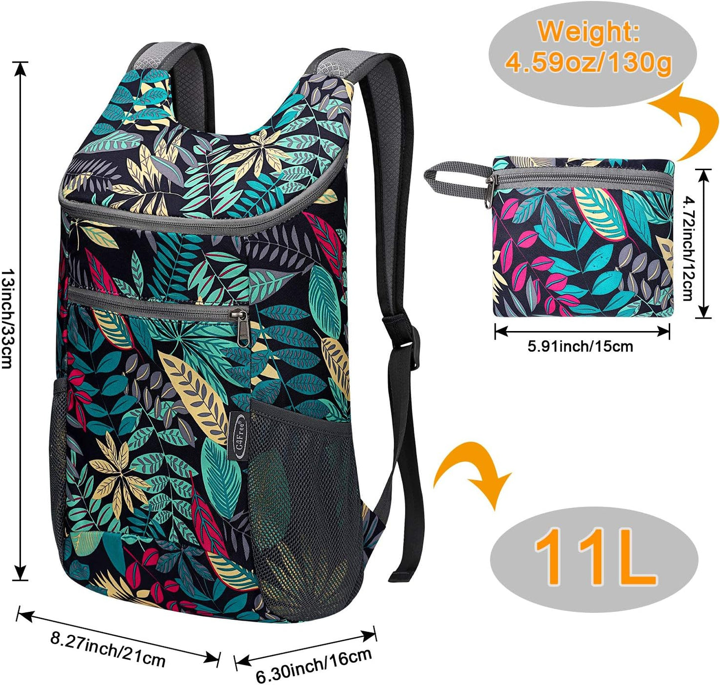 G4Free Lightweight Packable Hiking Backpack for Men Women Small Hiking Daypacks Foldable Shoulder Pack Casual Outdoor Bag 11L