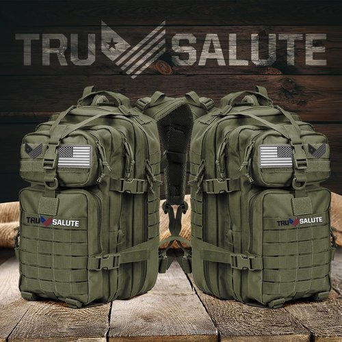 Tru Salute 45L Military Tactical Backpack Large Army 3 Day Assault Pack Molle Bug out Bag Rucksack (Amy Green)