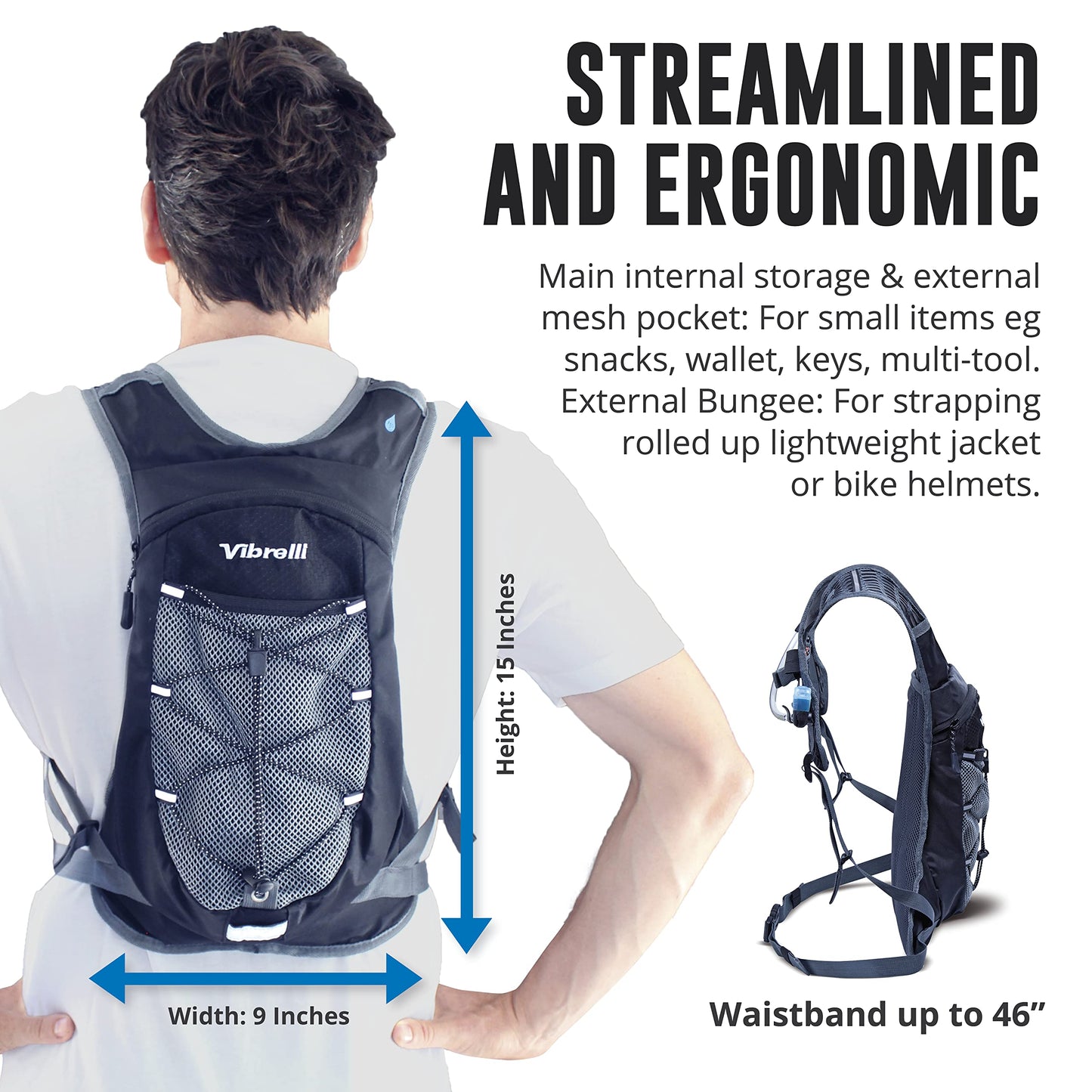 Outdoor Products Tadpole Hydration Pack (3.5L) + Vibrelli Hydration Pack & 2L Hydration Water Bladder