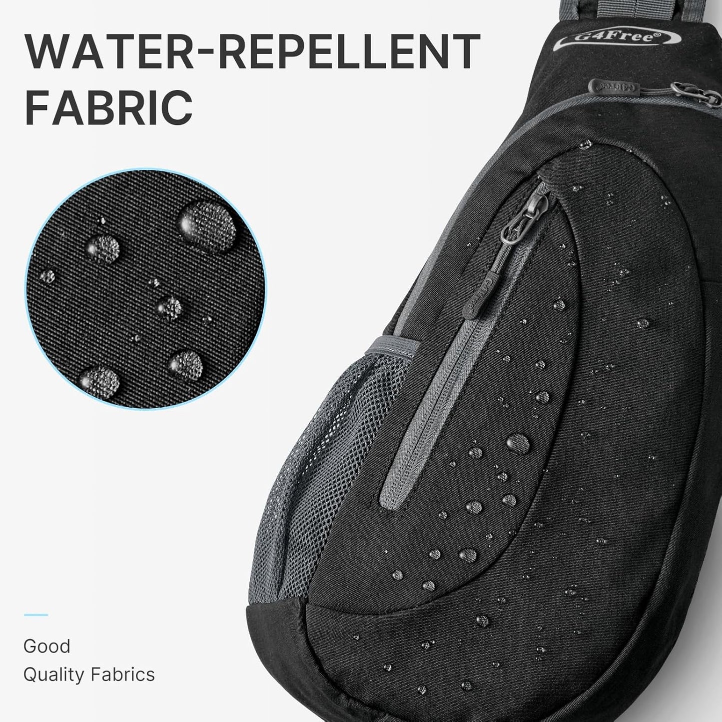 G4Free Sling Bag for Men Women, Small Crossbody Backpack Lightweight Chest Shoulder Bags for Travel, Outdoor and Sports (Black)