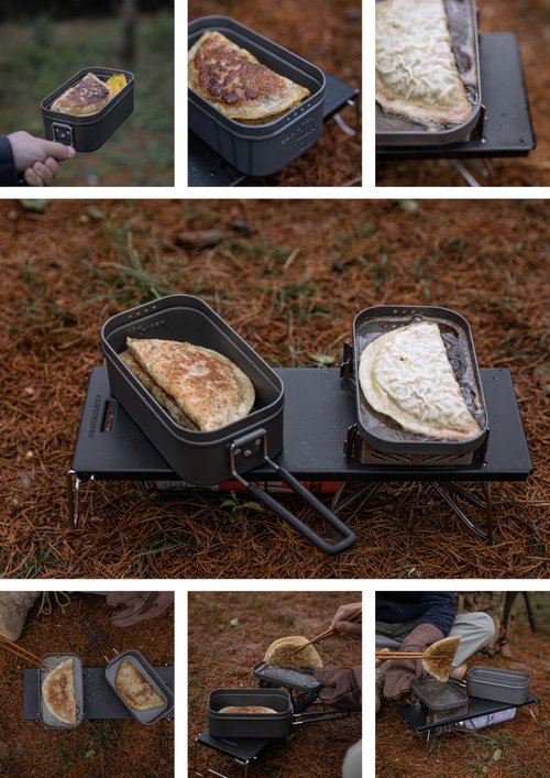 CAMPINGMOON Mess Tin 0.65L Aluminium Camping Cookware Extreme Thick Gray H-1609