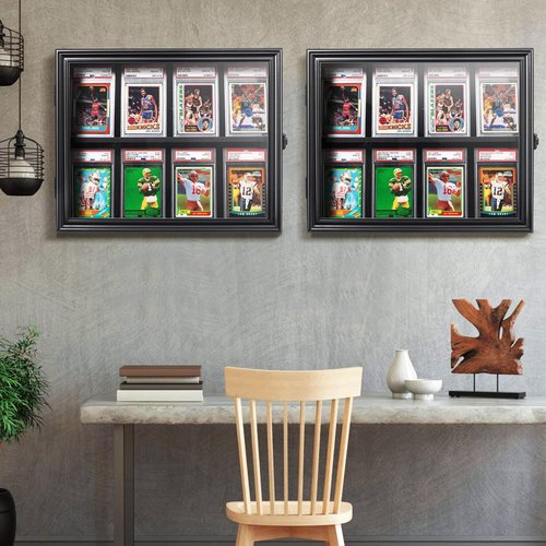Graded Cards Display Frame, Baseball Card Display Case Wall Mount Sports Trading Card Display Case-Black