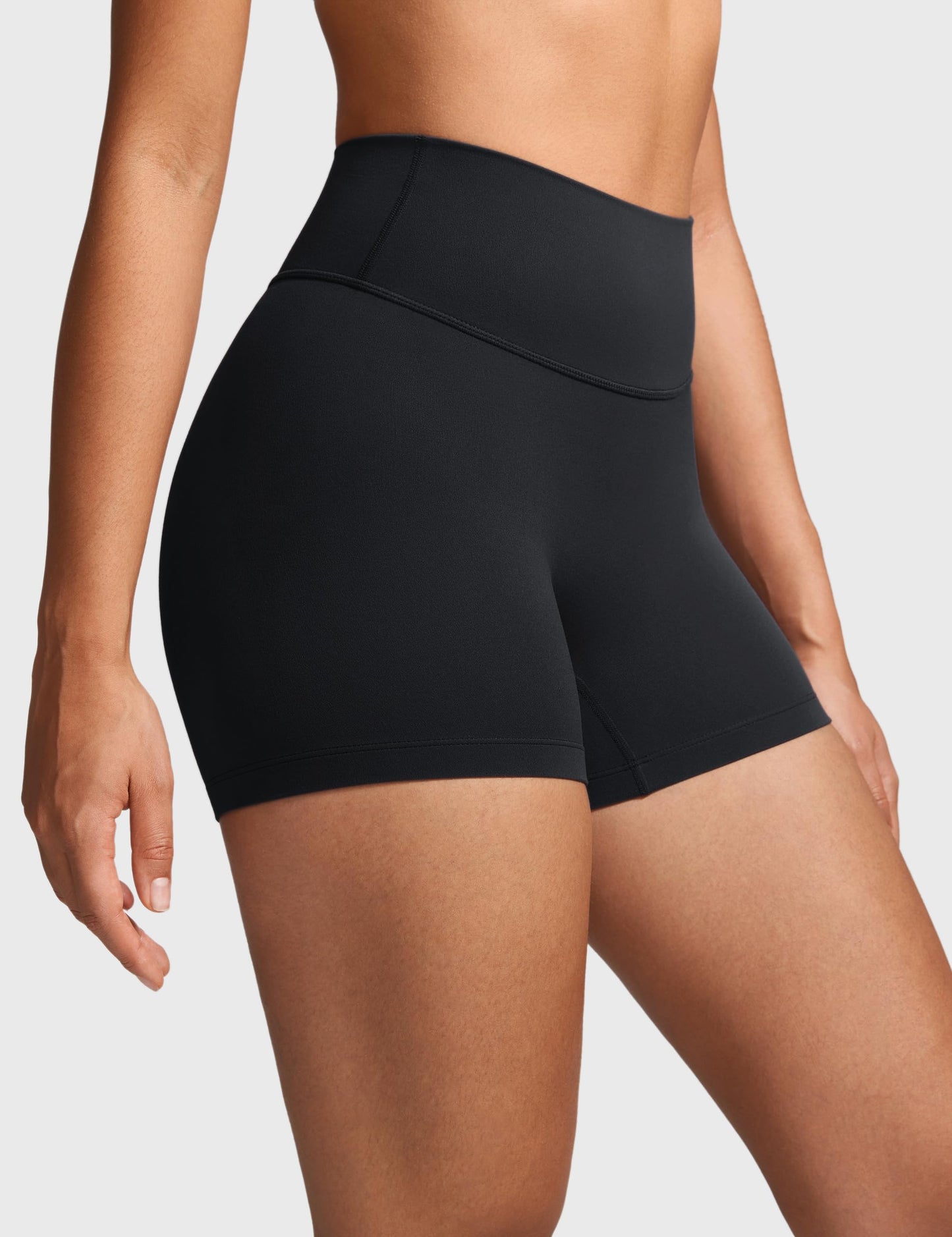 INGIA Womens High Waist No Front Seam Biker Shorts 4 Inches Running Volleyball Spandex Yoga Gym Workouts Black Small