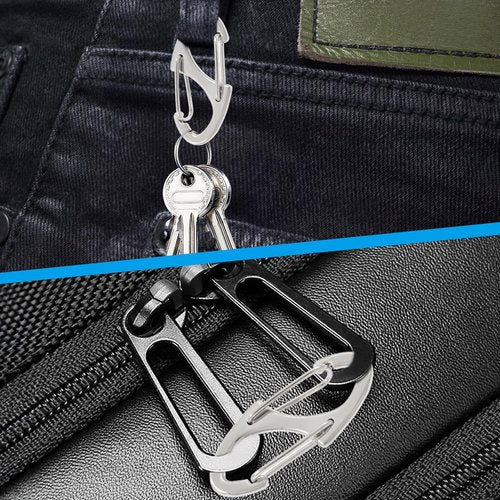 Coufce 20 Pieces 1.6 Inch S Spring Snap Hook, Silver Keychain Hook Metal Carabiner Clip, Double Snap Hook for Camping Fishing Hiking Outdoor Sports