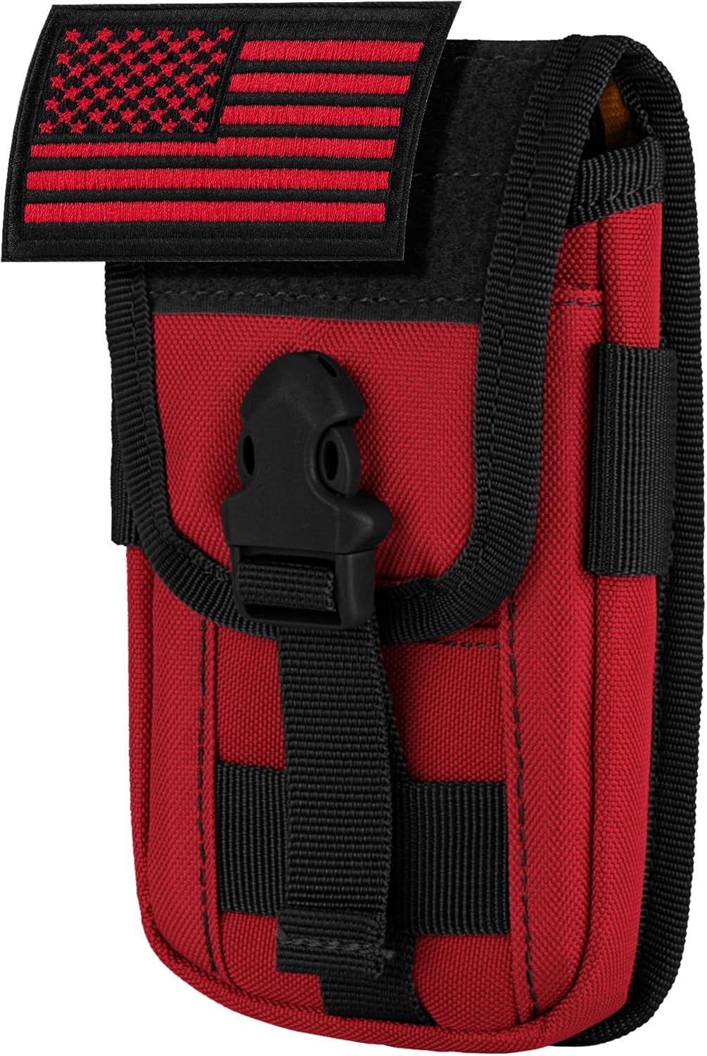 IronSeals Tactical Phone Holster Pouch, Tactical Smartphone Pouches Cellphone Case Molle Gadget Bag Molle Attachment Belt Holder Waist Bag for 4.7"-6.9" with US Flag Patch for iPhone 16 Pro/15 Pro