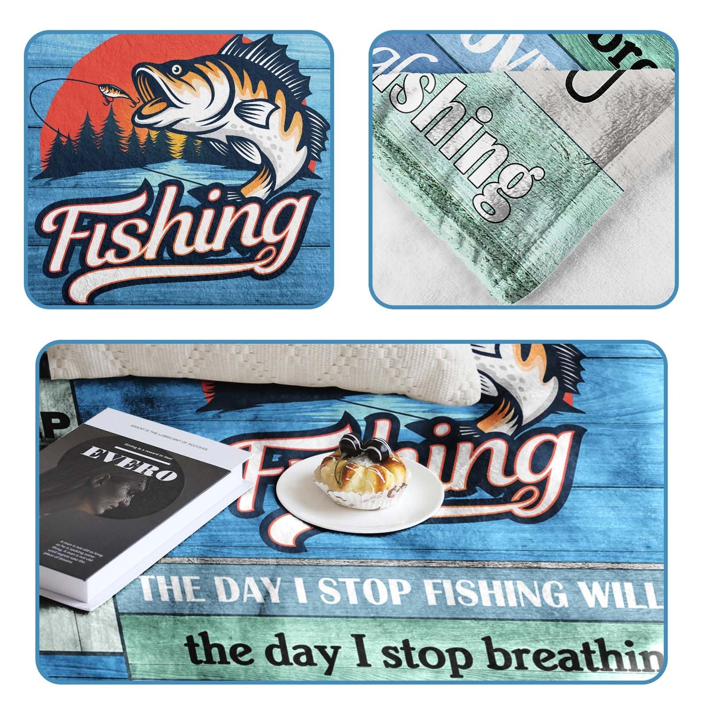 Fishing Gifts Blanket,Fishing Gifts for Men,Gifts for Men Who Love Fishing,Best Gifts for a Fisherman,Funny Fishing Gifts for Boys,Dad,Women,Fisherman Gifts Throw Blanket 60inx50in