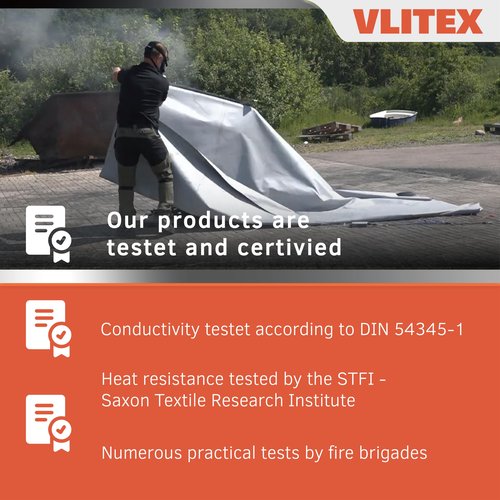 VLITEX Extra Large Fire Blanket (118 x 157 in - XL) | Engineered in Germany | Lithium Battery & Emergency Fire Suppression Blanket | Certified Fireproof Silicone & E-Fiberglass
