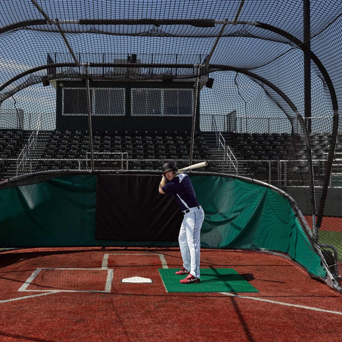 On Deck Sports 3' x 7' Indoor/Outdoor Baseball Softball Green Batting and Hitting Mat Pro - Green