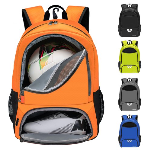 Mkour Soccer Bag-Backpack for Football Basketball Volleyball, Soccer Bags with Ball Compartment and Ball Holder (Orange)