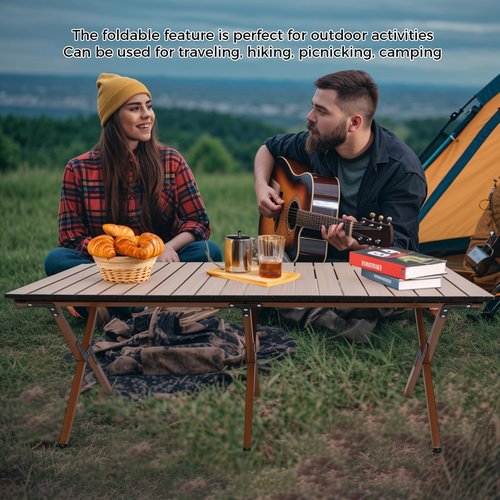 ZEMBSOYA Camping Table High Load Bearing Metal Folding Portable Picnic Table for Outdoor BBQ Beach