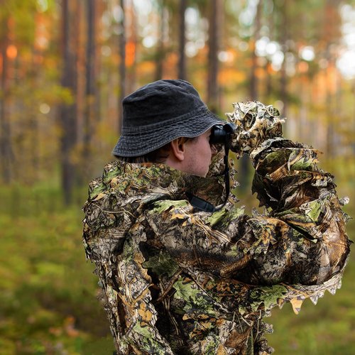 Ghillie Suit, Adult 3D Leafy Suit for Hunting, Hunting Gear Including Leafy Jacket, Camo Hunting Pants and Carry Bag, Lightweight Leafy Camo Suit for Turkey Hunting, Outdoor Jungle and Halloween M