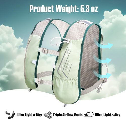 Lightweight Running Vest Hydration Backpack, Hydration Vest with 2L Water Bladders - Adjustable Chest Straps and Reflective Water Backpack Fit for Men Women Hiking Cycling Camping Festival Marathon