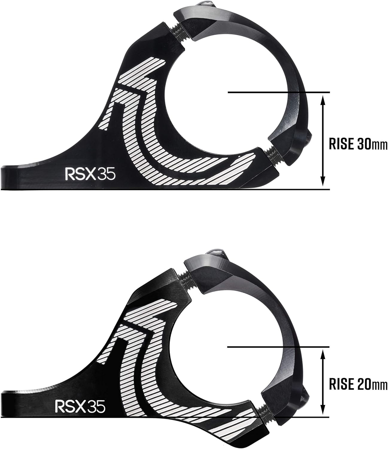 Funn RSX Mountain Bike Direct Mount Bike Stem with 35mm Bar Clamp, 2 Pieces Lightweight Split Design for Dual Crown Forks, Adjustable Extension 45-50mm