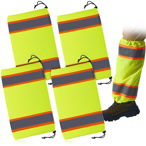 Hercicy Reflective Two Tone Mesh Leg Gaiters High Visibility Polyester Leg Gaiters(Green, 12 Pcs)