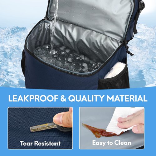 Haimont Insulated Backpack Cooler Dual Compartment for Men Women, 30 Cans Soft Leakproof Double Deck Cooler Lunch Back Pack for Picnic, Camping, Hiking, Navy Blue