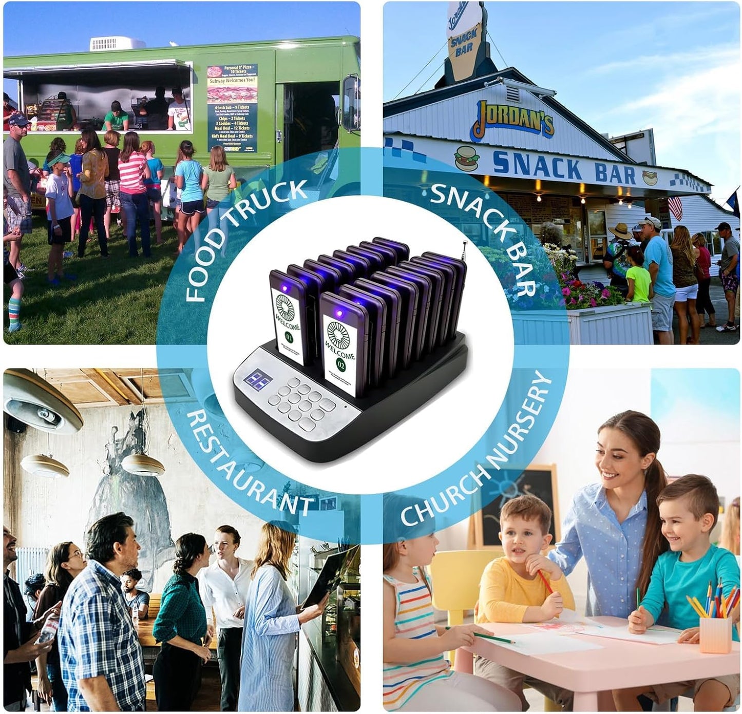 Restaurant Pager System,Pagers for Restaurants 1640ft Long Range,Social Distancing Keeping 16 Pagers and Buzzers,Waterproof Beepers Restaurants|Food Truck| Church Nursery|Cafe